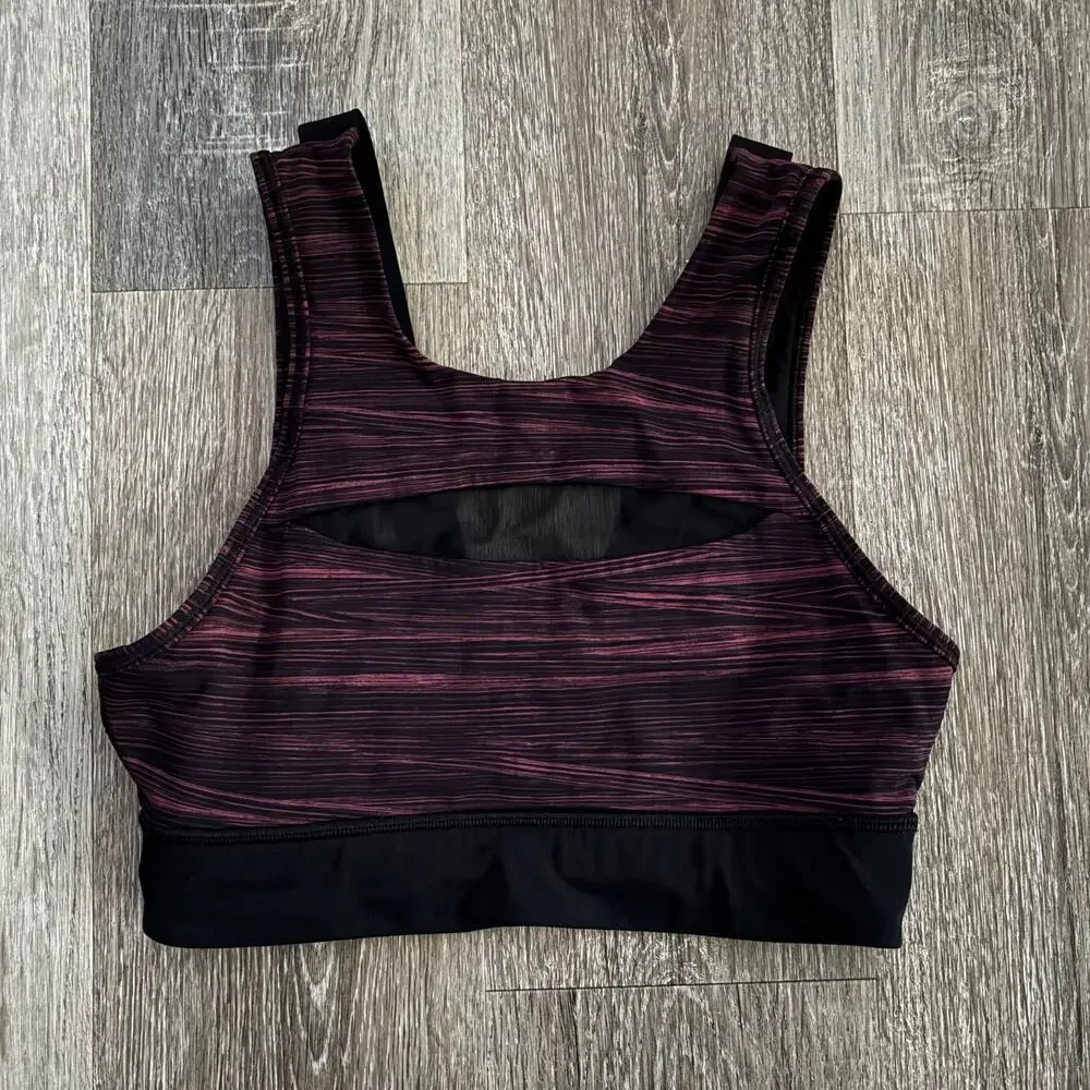 Lululemon Run The Day Bra Low Tide Blush Berry Black / Black - Size: 4